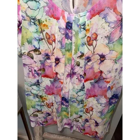 Soft Surroundings Colorful Floral Blouse - Picture 3 of 9